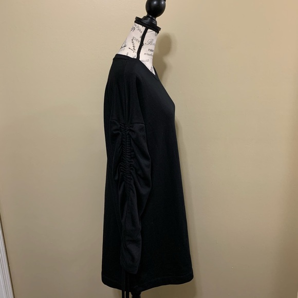 Lush Black Ruched Drawstring Long Sleeve Mini Dress Size Large - Picture 11 of 15